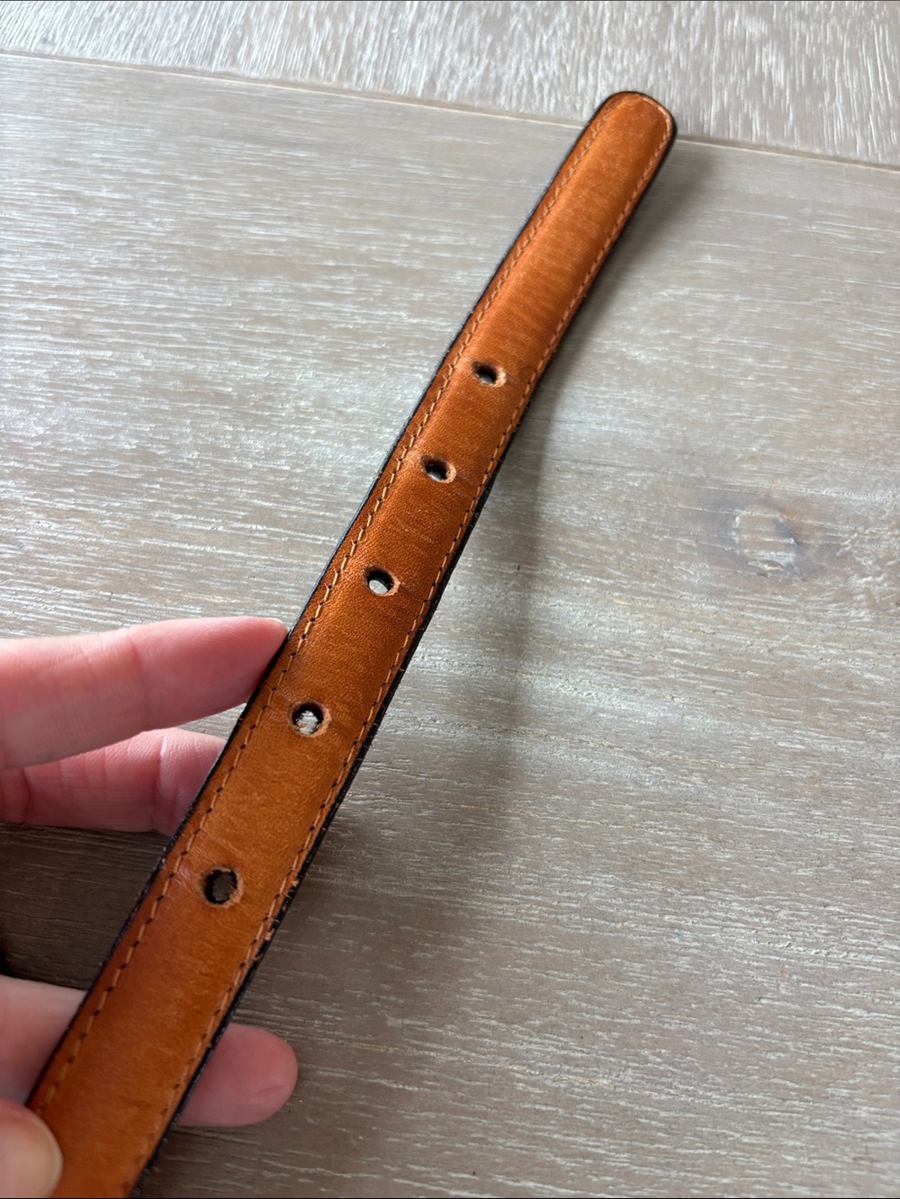 Coach Navy Leather Belt with Gold-Tone Brass Buckle - Picture 4 of 5